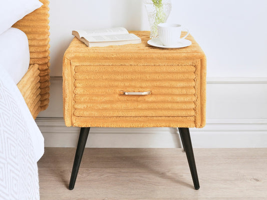 Naktinis staliukas 1 Stalčius Lovoside Stalas FLAYAT Corduroy Oranžinė 599776 (Oranžinė)