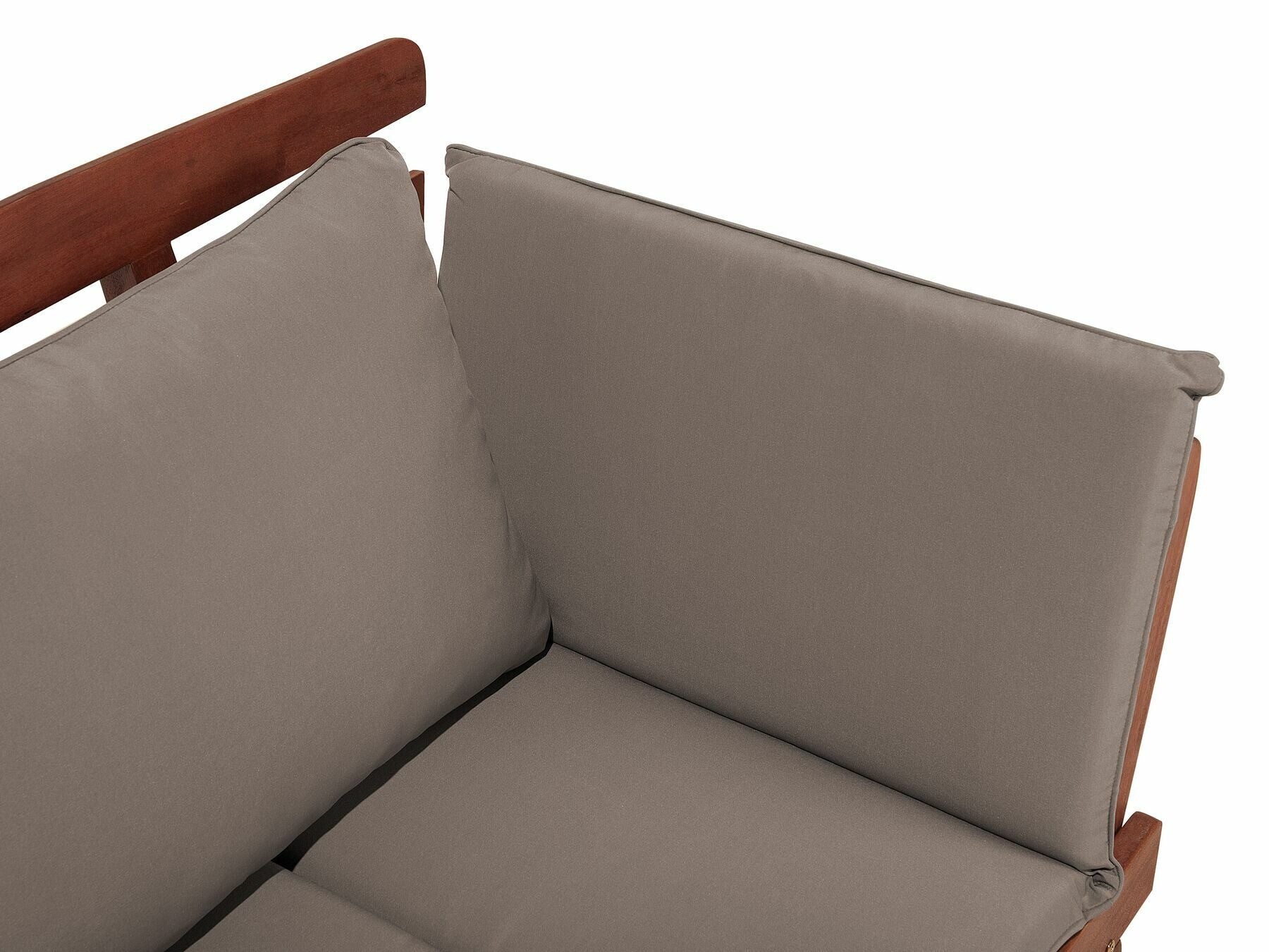 Lauko sofa Eukaliptas Medis Garden Suoliukas 210 cm with Pilka Cushion PORTICI 79843 (Pilka + Tamsus medis) 4016212