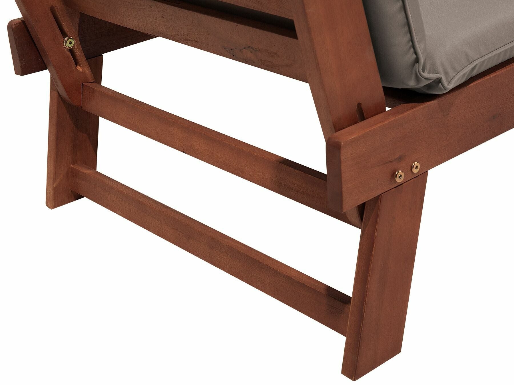 Lauko sofa Eukaliptas Medis Garden Suoliukas 210 cm with Pilka Cushion PORTICI 79843 (Pilka + Tamsus medis) 4016213