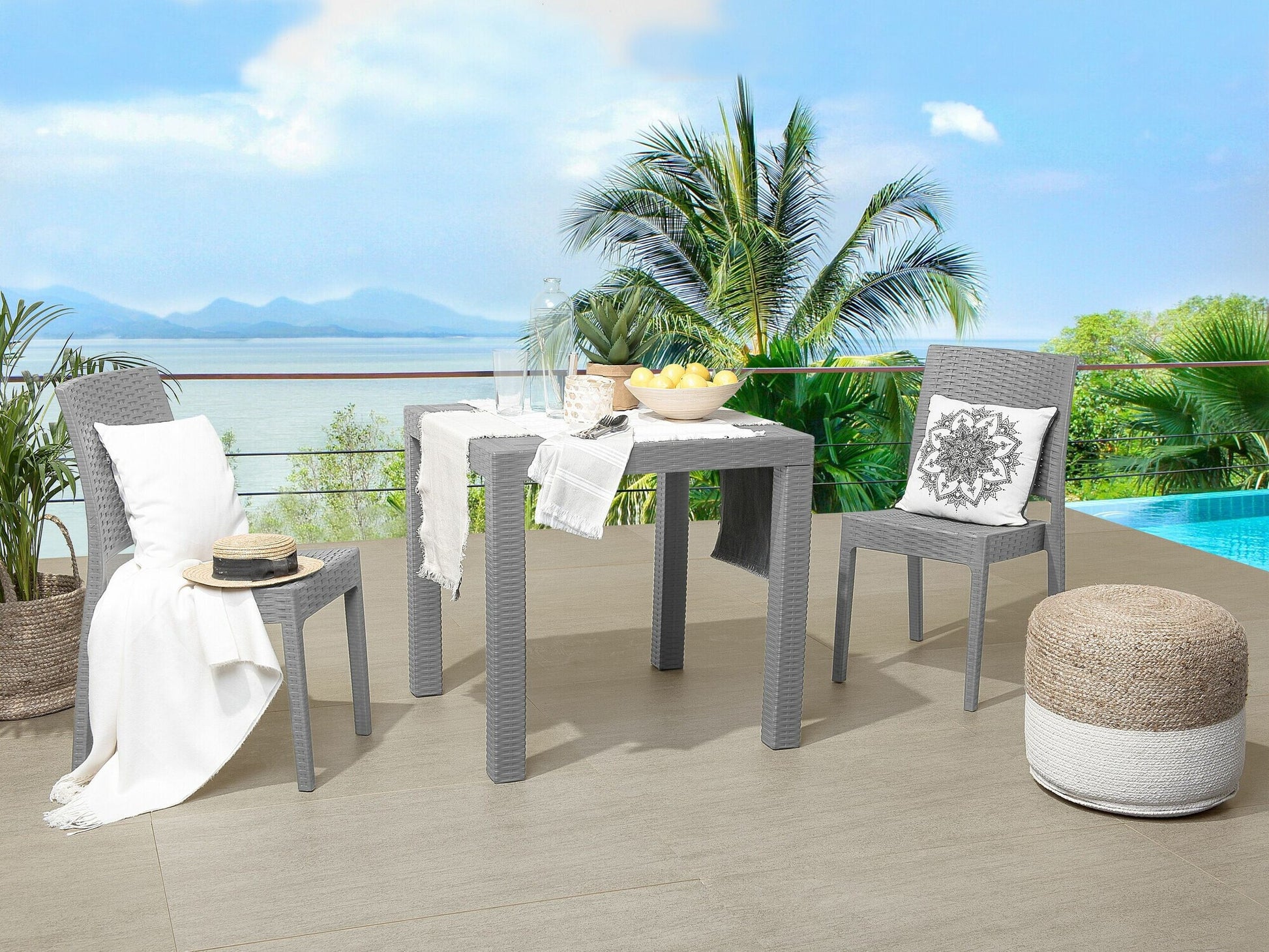 Lauko stalas Stalas FOSSANO 80 cm 80 cm Šviesi Pilka 159038 (Šviesi pilka)
