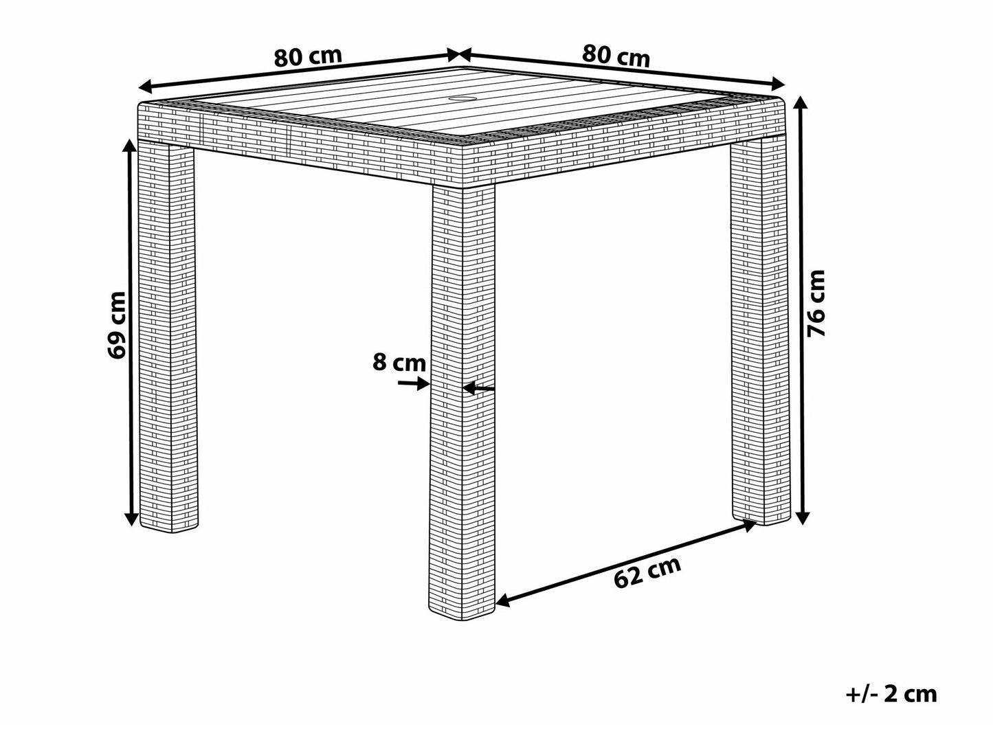 Lauko stalas Stalas FOSSANO 80 cm 80 cm Šviesi Pilka 159038 (Šviesi pilka)