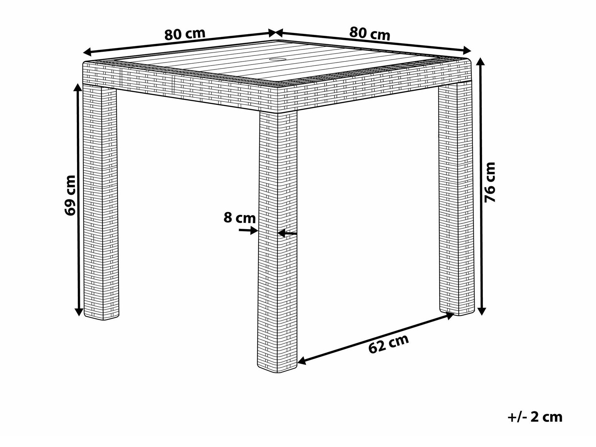 Lauko stalas Stalas FOSSANO 80 cm 80 cm Šviesi Pilka 159038 (Šviesi pilka)