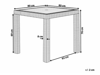 Lauko stalas Stalas FOSSANO 80 cm 80 cm Šviesi Pilka 159038 (Šviesi pilka)