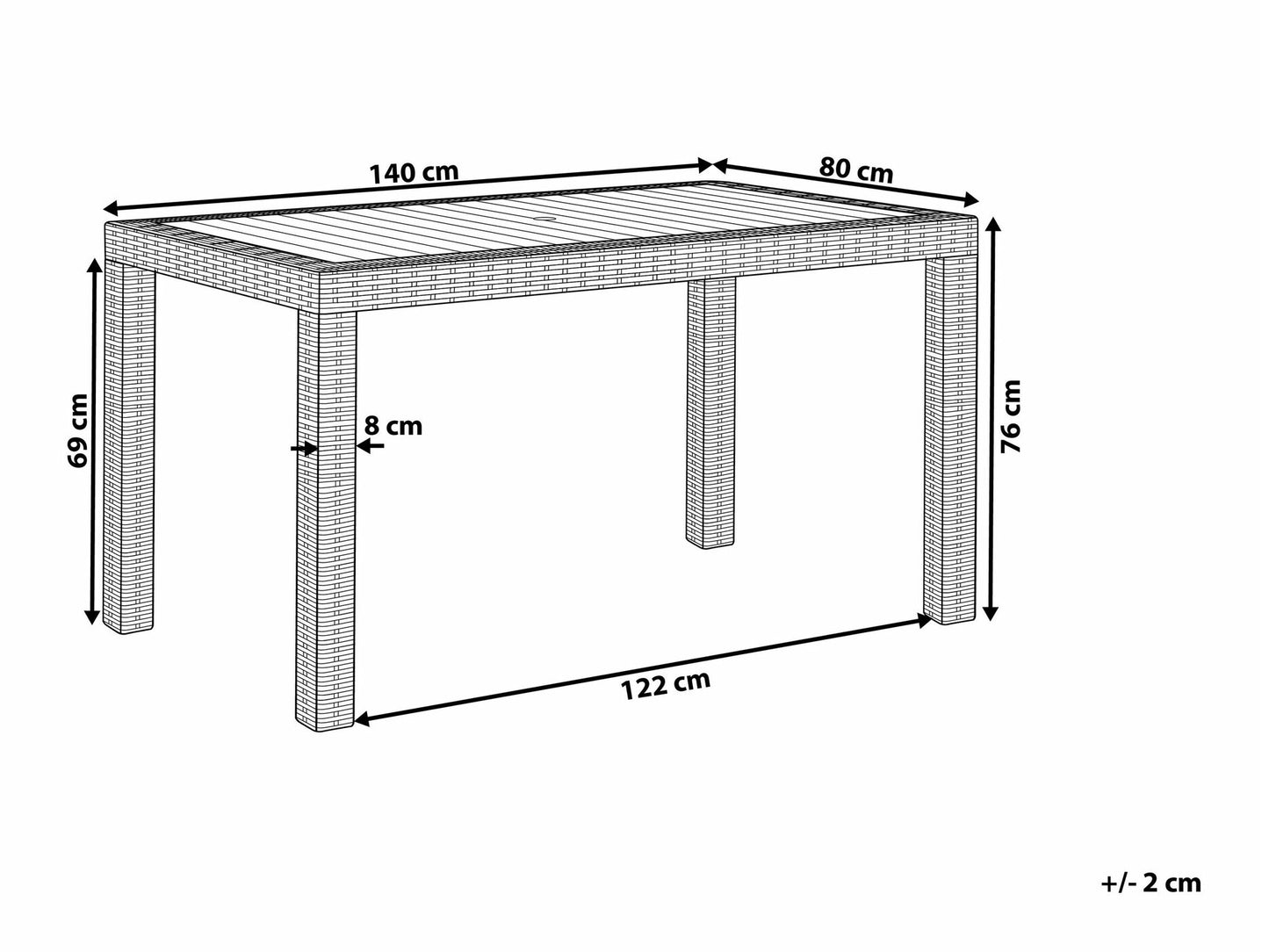 Lauko stalas Stalas FOSSANO 140 cm 80 cm Balta 265485 (Balta)