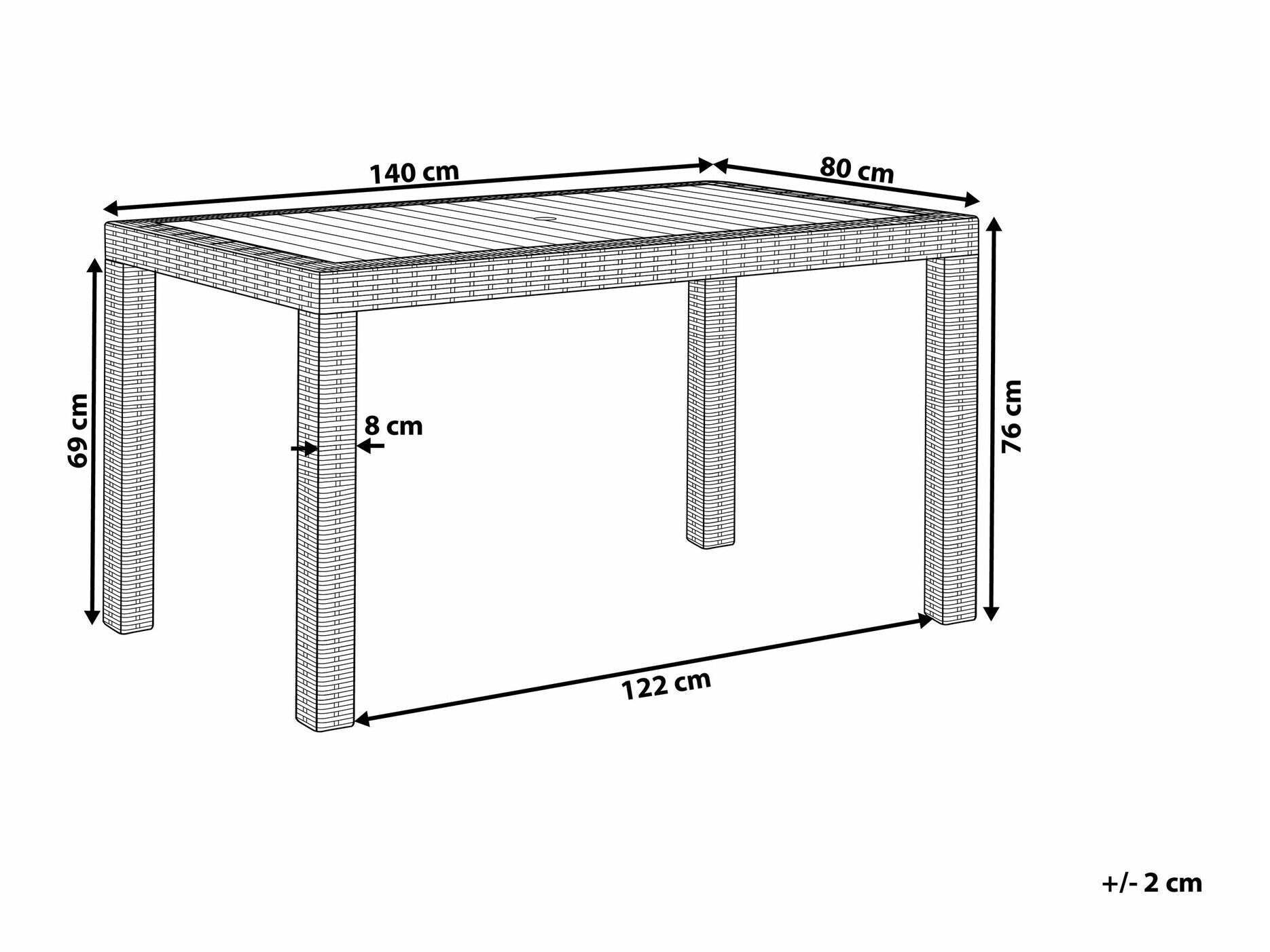 Lauko stalas Stalas FOSSANO 140 cm 80 cm Balta 265485 (Balta)