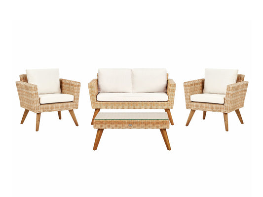 Lauko baldų komplektas VITTORIA 4 seater 520650, Spalva: Šviesi ruda + Balta