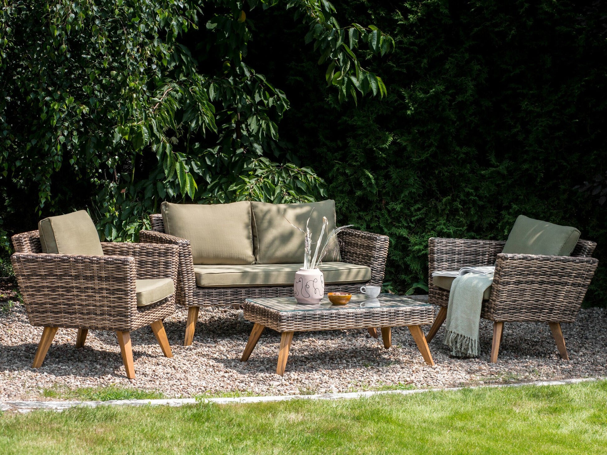 Lauko baldų komplektas VITTORIA 4 seater 520688, Spalva: Ruda + Šviesus alyvmedis