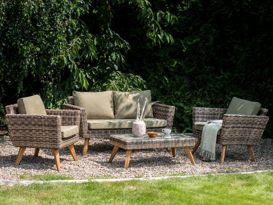Lauko baldų komplektas VITTORIA 4 seater 520688, Spalva: Ruda + Šviesus alyvmedis