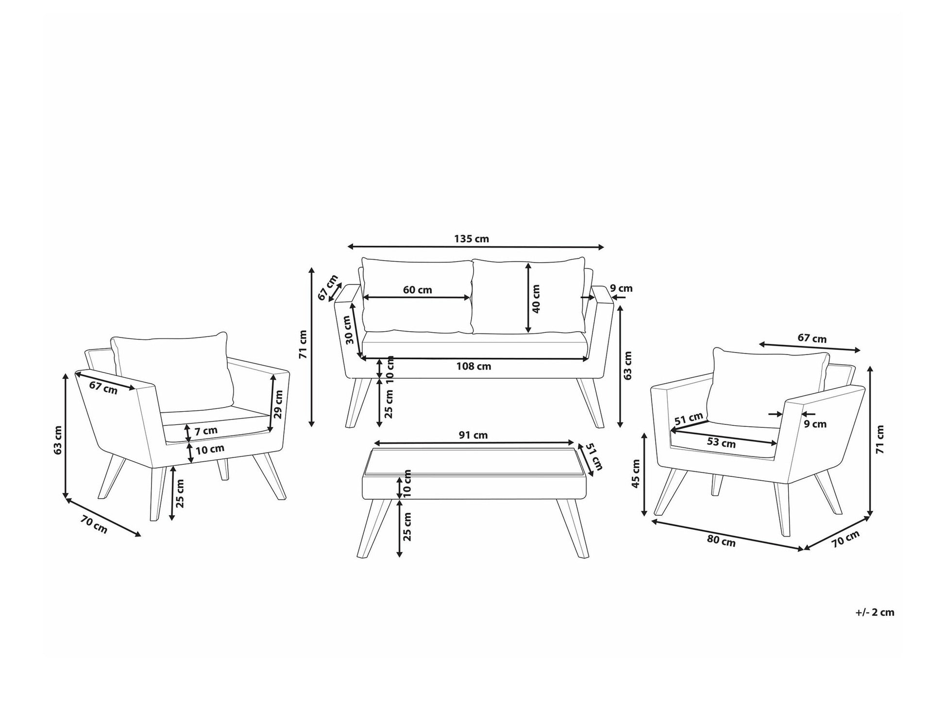 Lauko baldų komplektas VITTORIA 4 seater 520688, Spalva: Ruda + Šviesus alyvmedis