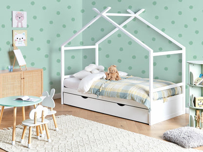 Lova Kids Lova Pušis Medis ORGEVAL 90 x 200 cm (EU Viengulės) with Storage Balta 594908 (Balta)