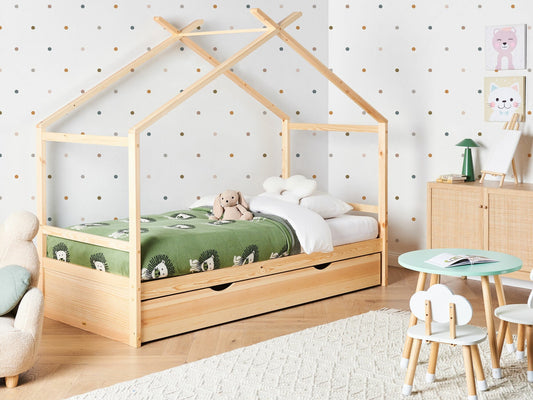 Lova Kids Lova Pušis Medis ORGEVAL 90 x 200 cm (EU Viengulės) with Storage Šviesi Ruda 594947 (Šviesus medis)