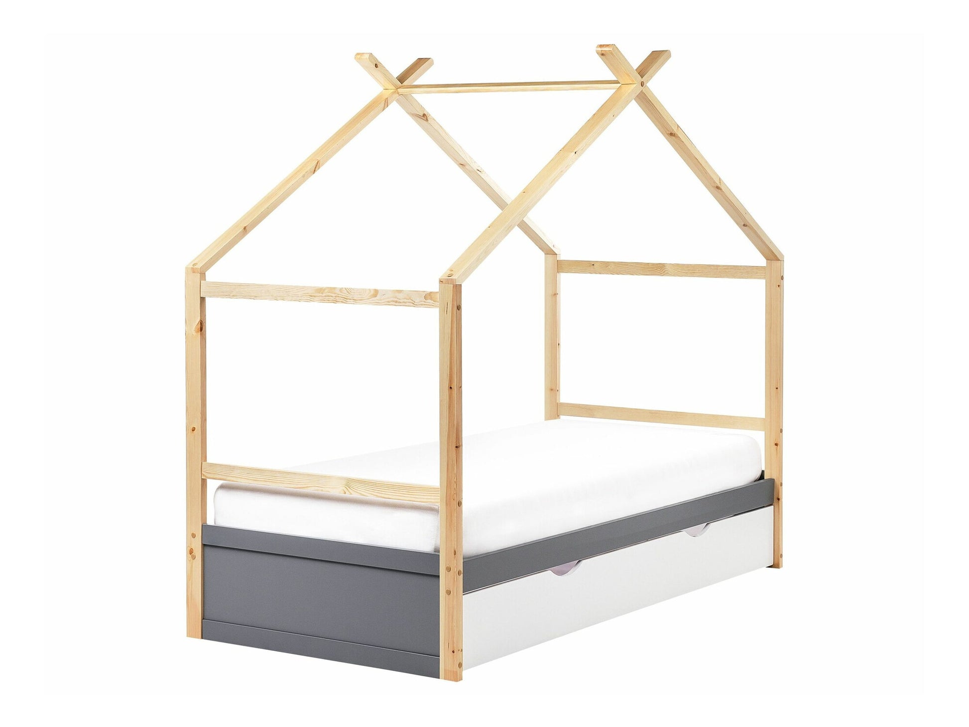 Lova Kids Lova Pušis Medis ORGEVAL 90 x 200 cm (EU Viengulės) with Storage Pilka 595005 (Pilka + Šviesus medis)