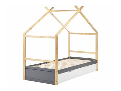 Lova Kids Lova Pušis Medis ORGEVAL 90 x 200 cm (EU Viengulės) with Storage Pilka 595005 (Pilka + Šviesus medis)
