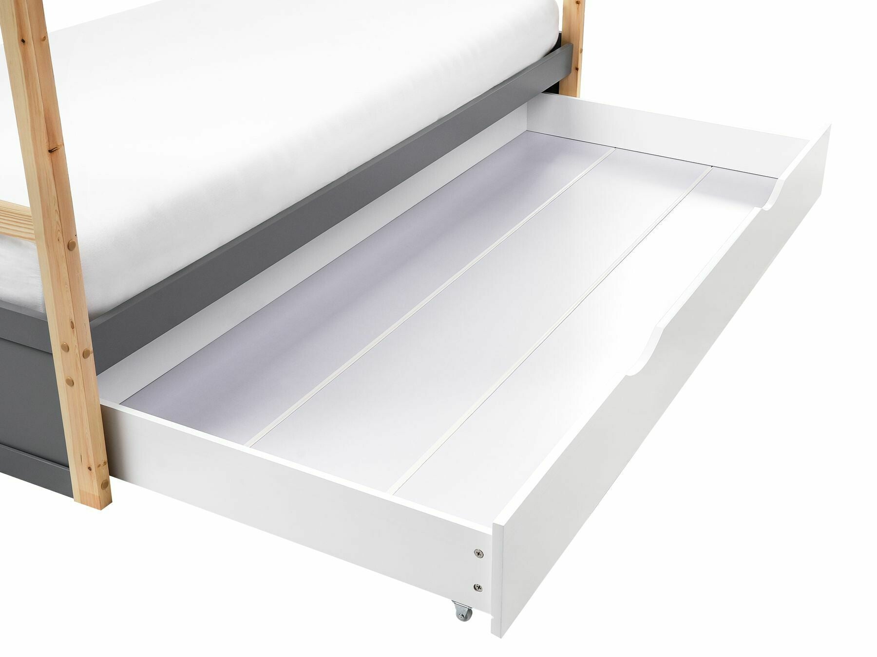 Lova Kids Lova Pušis Medis ORGEVAL 90 x 200 cm (EU Viengulės) with Storage Pilka 595005 (Pilka + Šviesus medis)