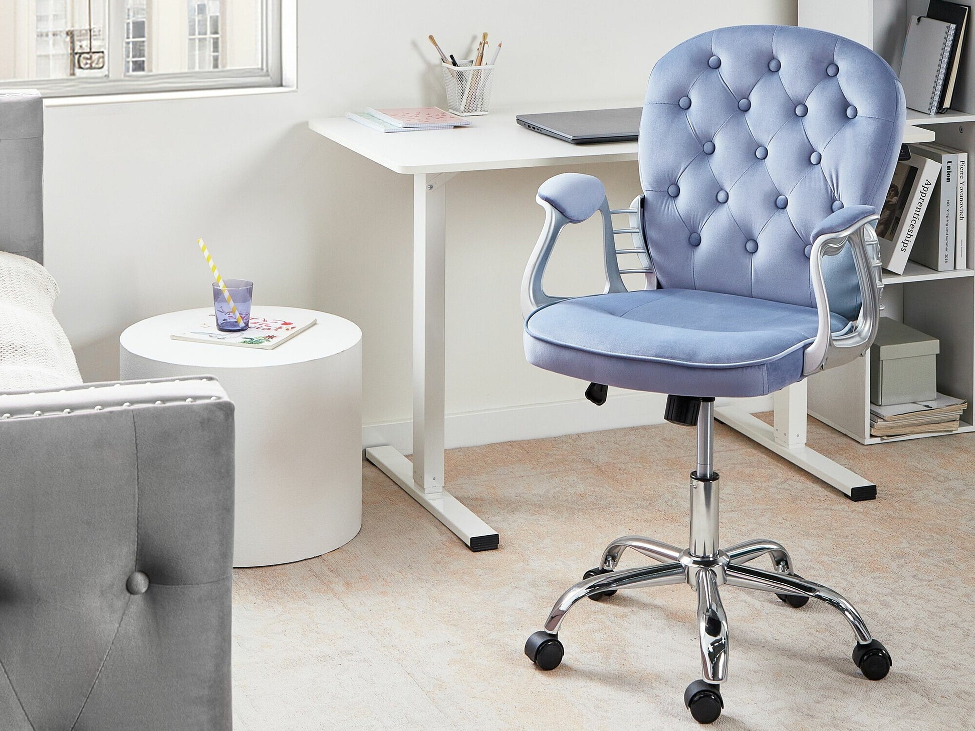 Biuro kėdė Swivel Velvetas Office Kėdė PRINCESS 2 Šviesi Mėlyna 609075 (Šviesi mėlyna)
