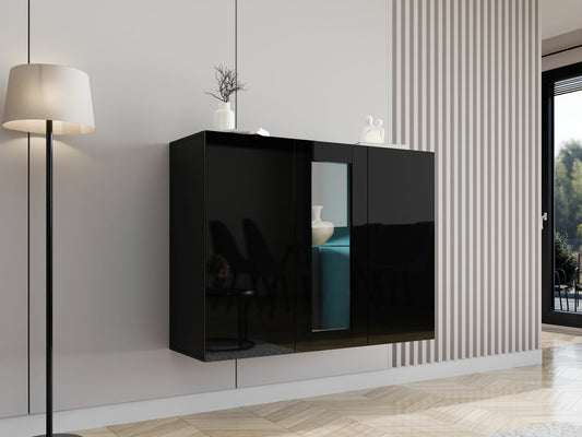 Pakabinama spintelė Vigo 120 (Zigo), LED apšvietimas: Ne, Spalva: Juoda + Blizgi juoda 4029133