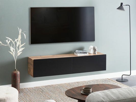 TV staliukas GLADSTONE 140cm, Spalva: Juoda + Ruda