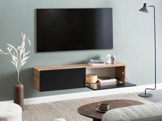 TV staliukas GLADSTONE 140cm, Spalva: Juoda + Ruda