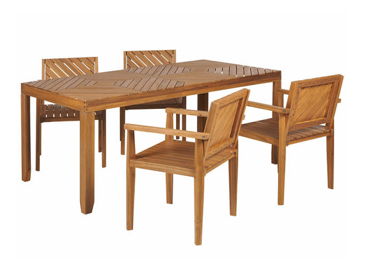 Stalo ir kėdžių komplektas Garden Dining Komplektas 4 Seater BARATTI Akacija Medis Ruda 399747