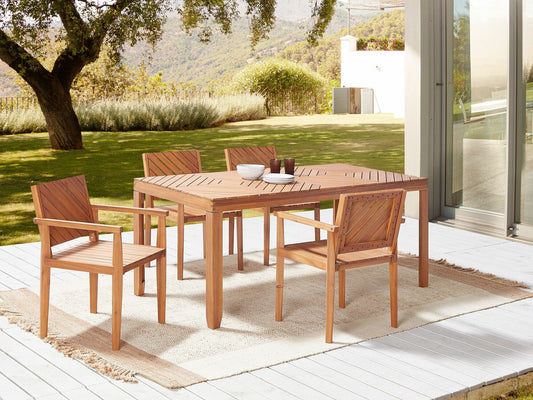 Stalo ir kėdžių komplektas Garden Dining Komplektas 4 Seater BARATTI Akacija Medis Ruda 399747