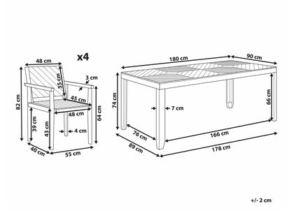 Stalo ir kėdžių komplektas Garden Dining Komplektas 4 Seater BARATTI Akacija Medis Ruda 399747