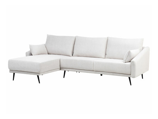 Minkštas kampas Dešininis Hand Velvetas Kampinis Sofa VARDE 597381, Spalva: Balta, LED apšvietimas: Nėra