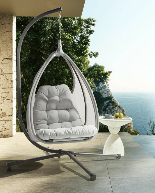 Supamas krėslas Hanging Kėdė with Stand AVEGNO Gobelenas Šviesi Pilka 590712 (Šviesi pilka)