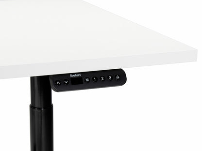 Reguliuojamo aukščio darbo stalas DESTINAS elektrinis 120 cm, Stalviršio spalva: Balta, Kojų spalva: Juoda