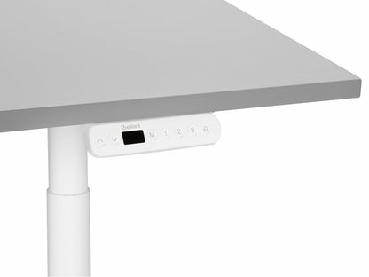 Reguliuojamo aukščio darbo stalas DESTINAS elektrinis 120 cm, Stalviršio spalva: Pilka, Kojų spalva: Balta
