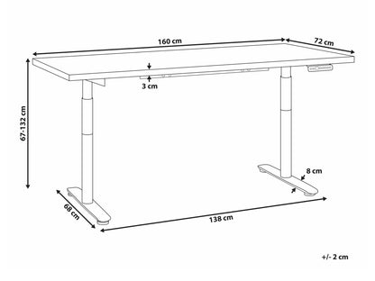 Reguliuojamo aukščio darbo stalas DESTINAS elektrinis 160 cm, Stalviršio spalva: Balta, Kojų spalva: Juoda