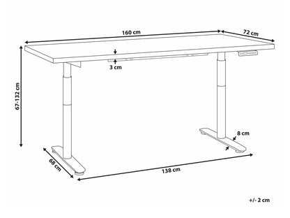 Reguliuojamo aukščio darbo stalas DESTINAS elektrinis 160 cm, Stalviršio spalva: Pilka, Kojų spalva: Juoda