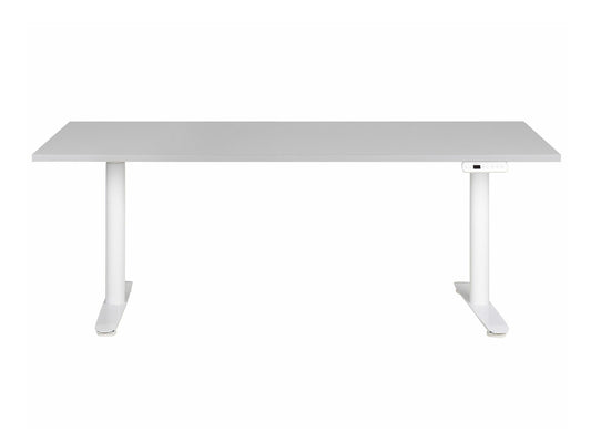 Reguliuojamo aukščio darbo stalas DESTINAS elektrinis, 180 x 80 cm 444081, Stalviršio spalva: Šviesi pilka, Kojų spalva: Balta