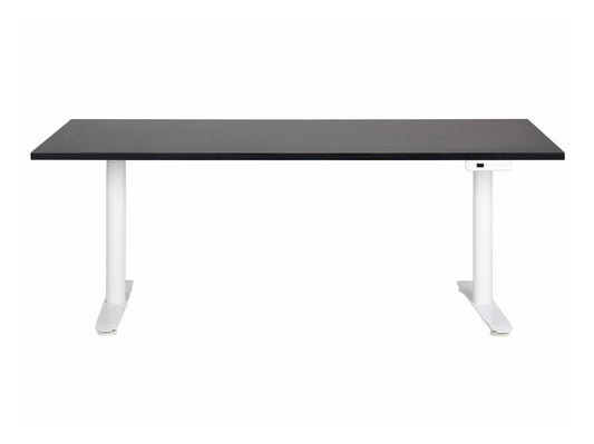 Reguliuojamo aukščio darbo stalas DESTINAS elektrinis, 180 x 80 cm 444191, Stalviršio spalva: Juoda, Kojų spalva: Balta