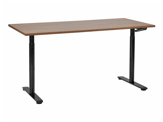 Reguliuojamo aukščio darbo stalas DESTINAS rankinis 160 cm 446722, Stalviršio spalva: Tamsus medis, Kojų spalva: Juoda