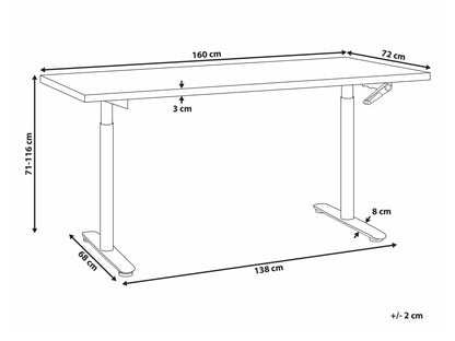 Reguliuojamo aukščio darbo stalas DESTINAS rankinis 160 cm 446668, Stalviršio spalva: Juoda, Kojų spalva: Juoda