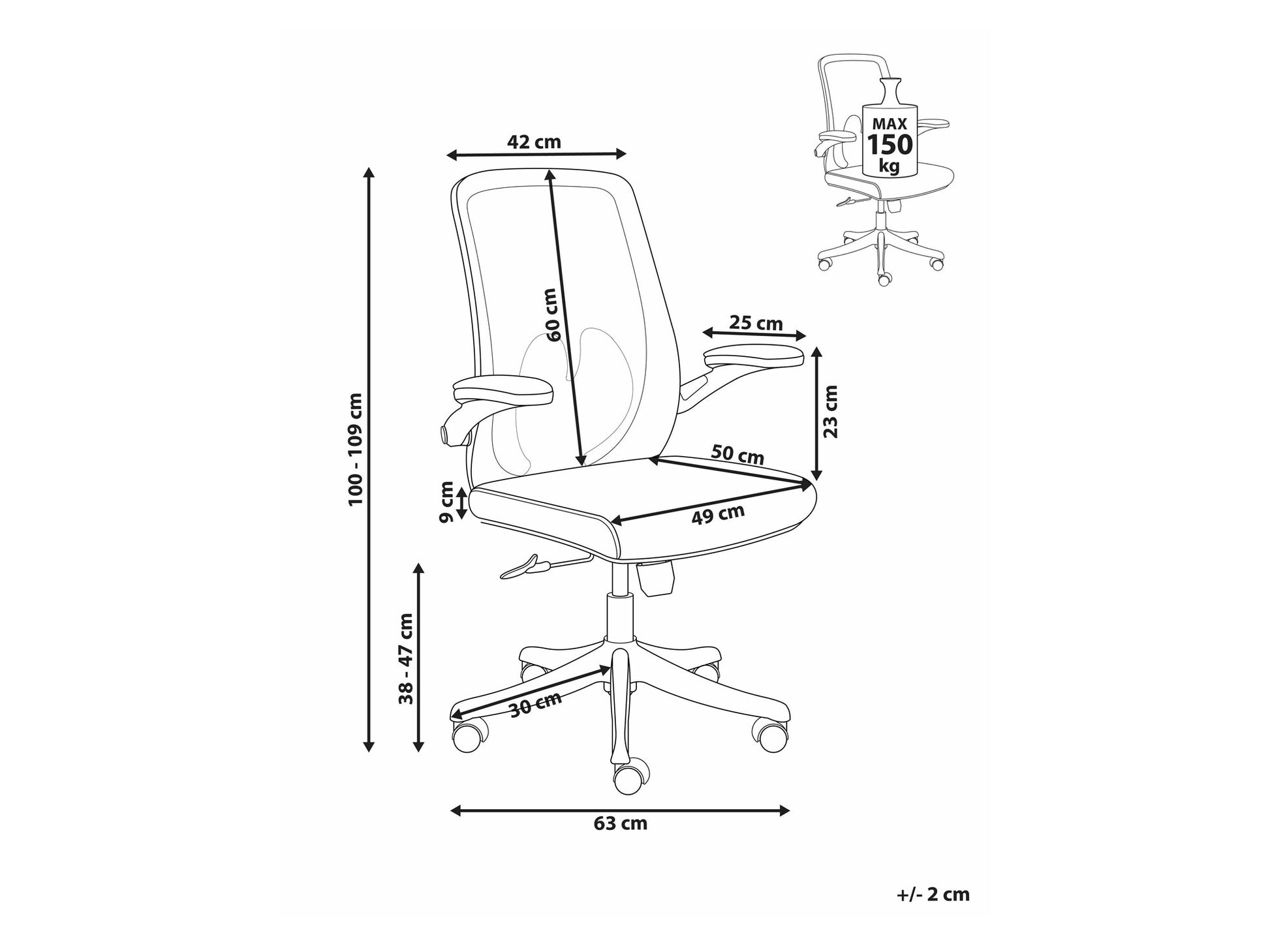 Biuro kėdė Office Kėdė Swivel OVERLORD Gobelenas Pilka 611814 (Pilka)