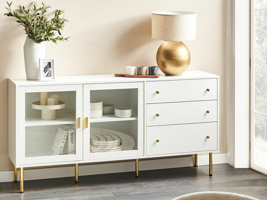 Komoda 2 Durys Sideboard MILORA 160 cm Balta 614340