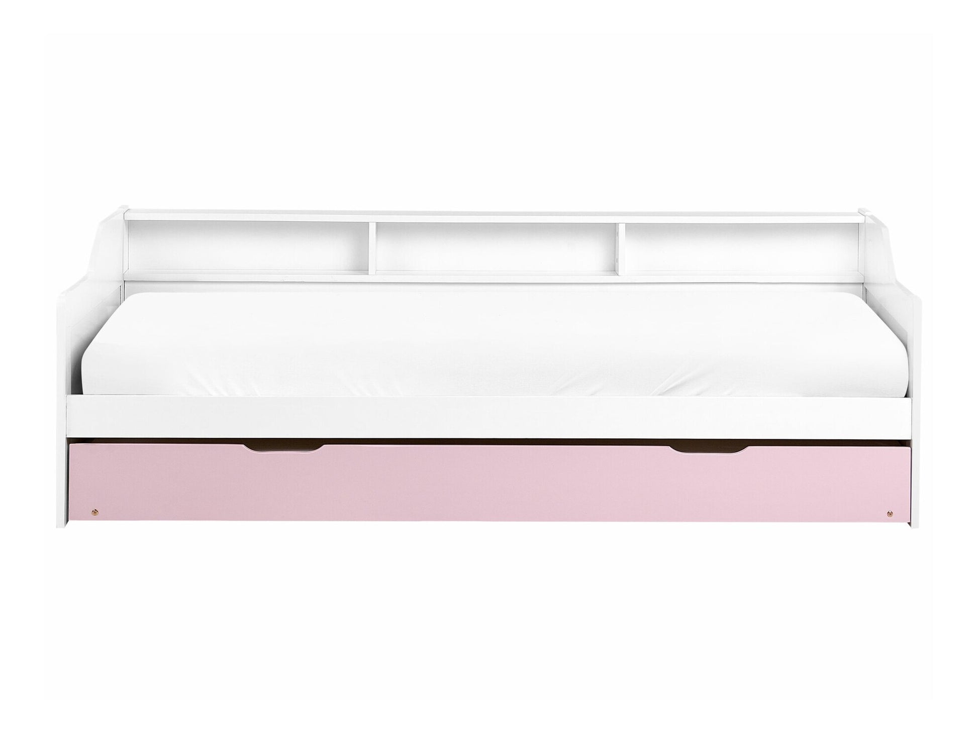 Lova Medinės EU Viengulės Trundle Lova EDERN 614263, Spalva: Balta + Rožinė