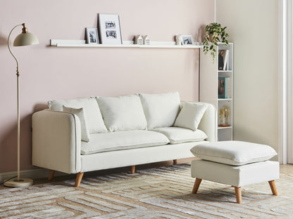 Minkštų baldų komplektas 3 Seater Gobelenas Sofa with Ottoman Balta DALVIK 618322 (Balta)