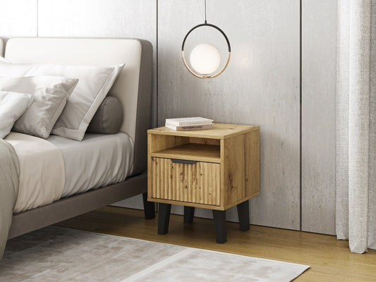 Naktinis staliukas Szafka nocna Scandi 1S SLIM DĄB ARTISAN