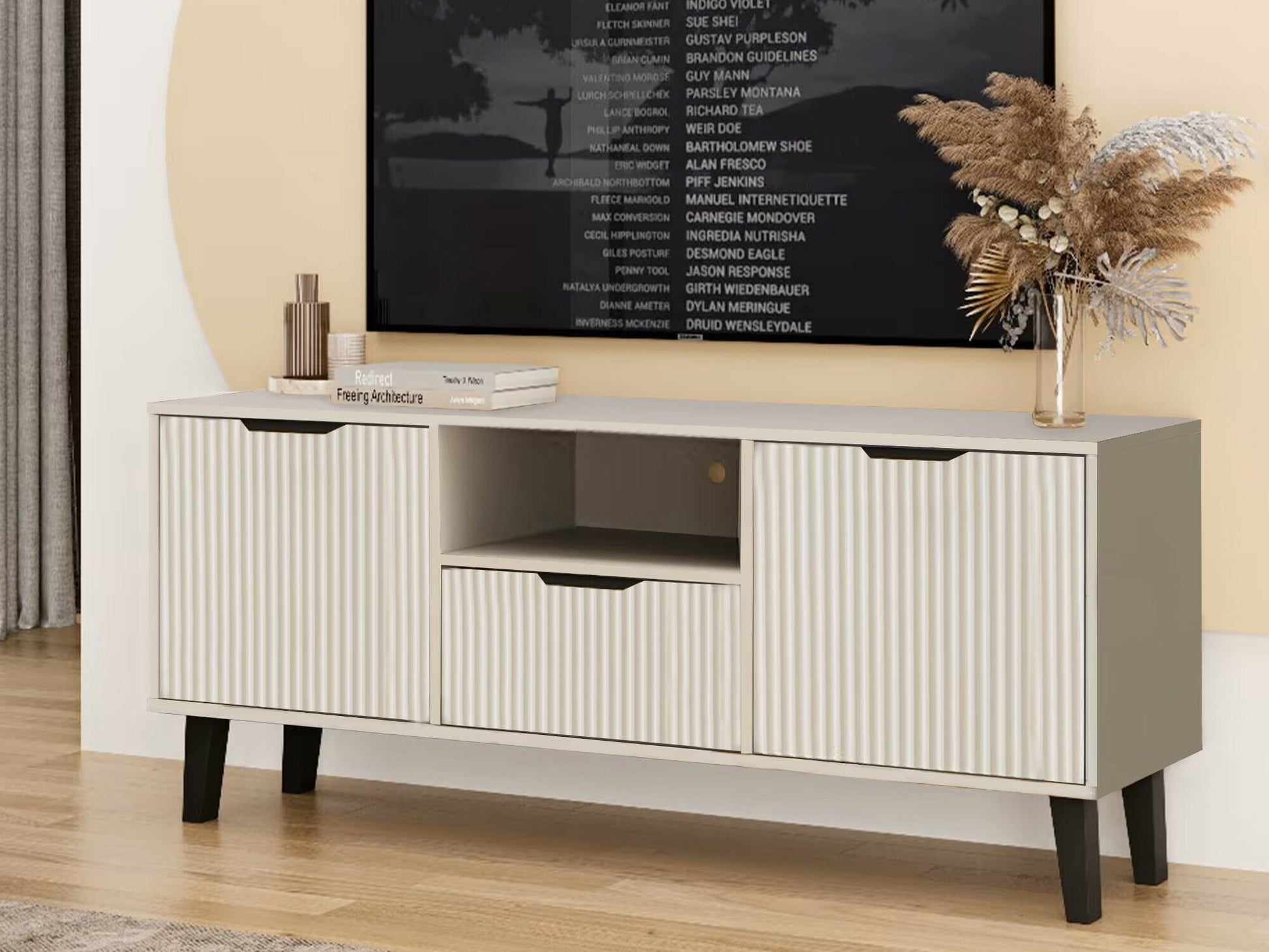 TV staliukas SZAFKA RTV Scandi 2D1S SLIM KASZMIR BEŻ