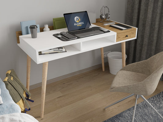 Darbo stalas Flex - White, Oak