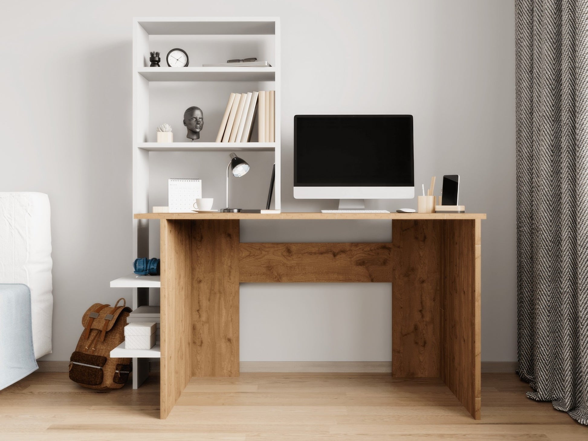 Darbo stalas Aden - Oak, White