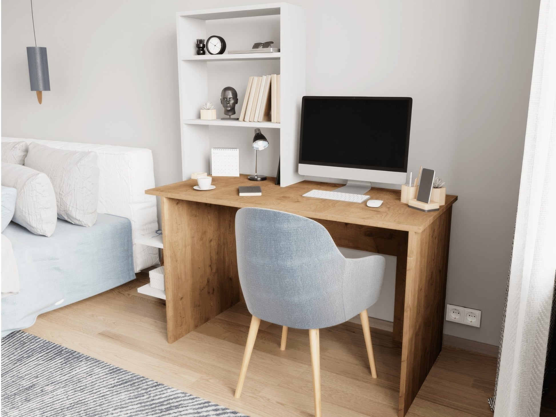 Darbo stalas Aden - Oak, White