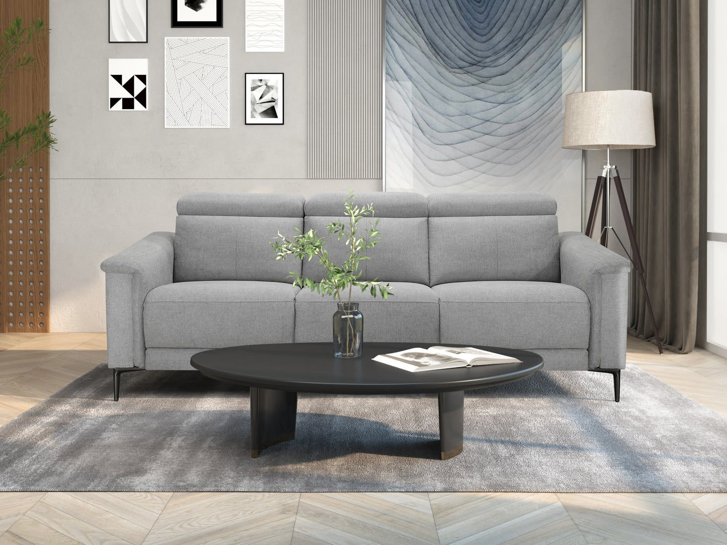 Sofa reglaineris Lund Sofa 3 Seater with 2 Rankinis Reglaineris 1208605, Medžiagos tipas: Gobelenas, Spalva: Pilka